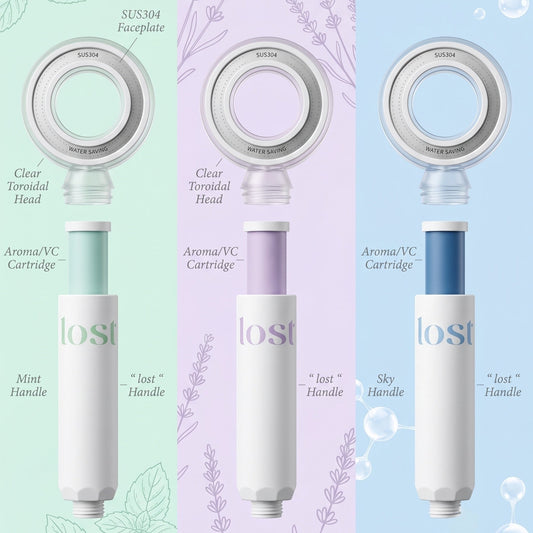 Fragrance filter cartridge with mint green handle and round cap