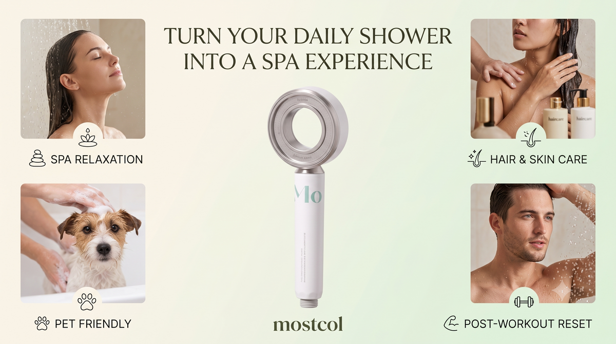 White handheld aromatherapy shower sprayer with scent cartridge system